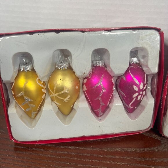 Holiday Style 4-Pack Mini Glass Ornaments  Bundle Lot Of 2 E4 - Picture 2 of 4